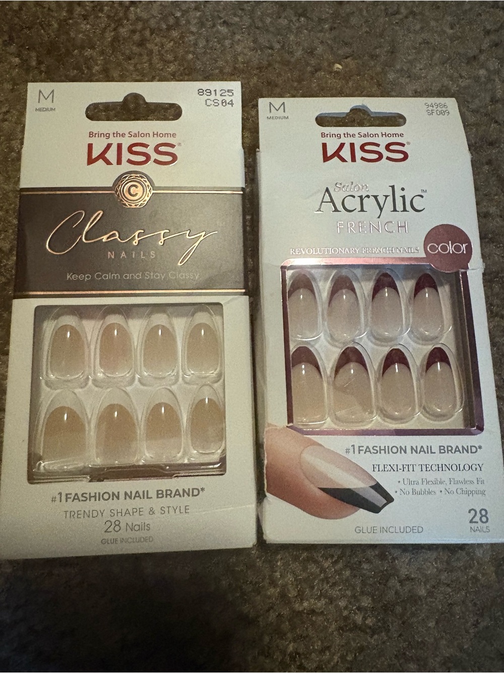 KISS Press-On Nail Sets — Nude & Nude with White French Tips